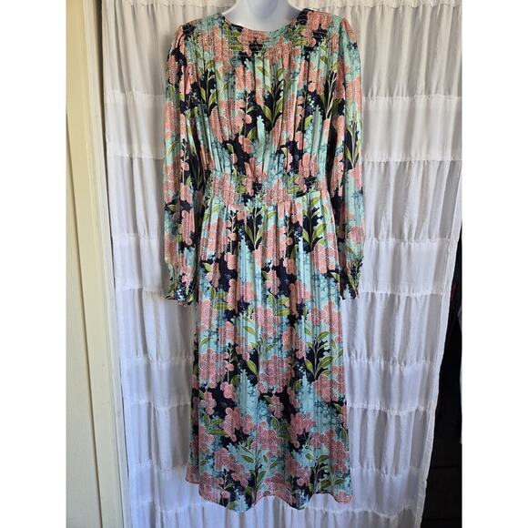NWT & Other Stories Womens Sz 6 Blue  Smocked Boho Fairy Whimsy Midi Dress - Picture 5 of 9